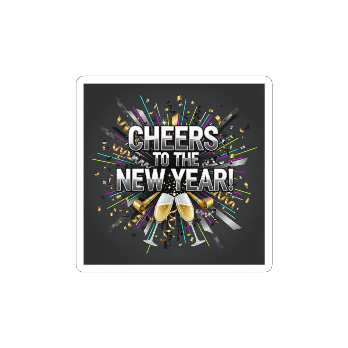 Cheers to the New Year Sticker | NYE countdown, champagne sparkle