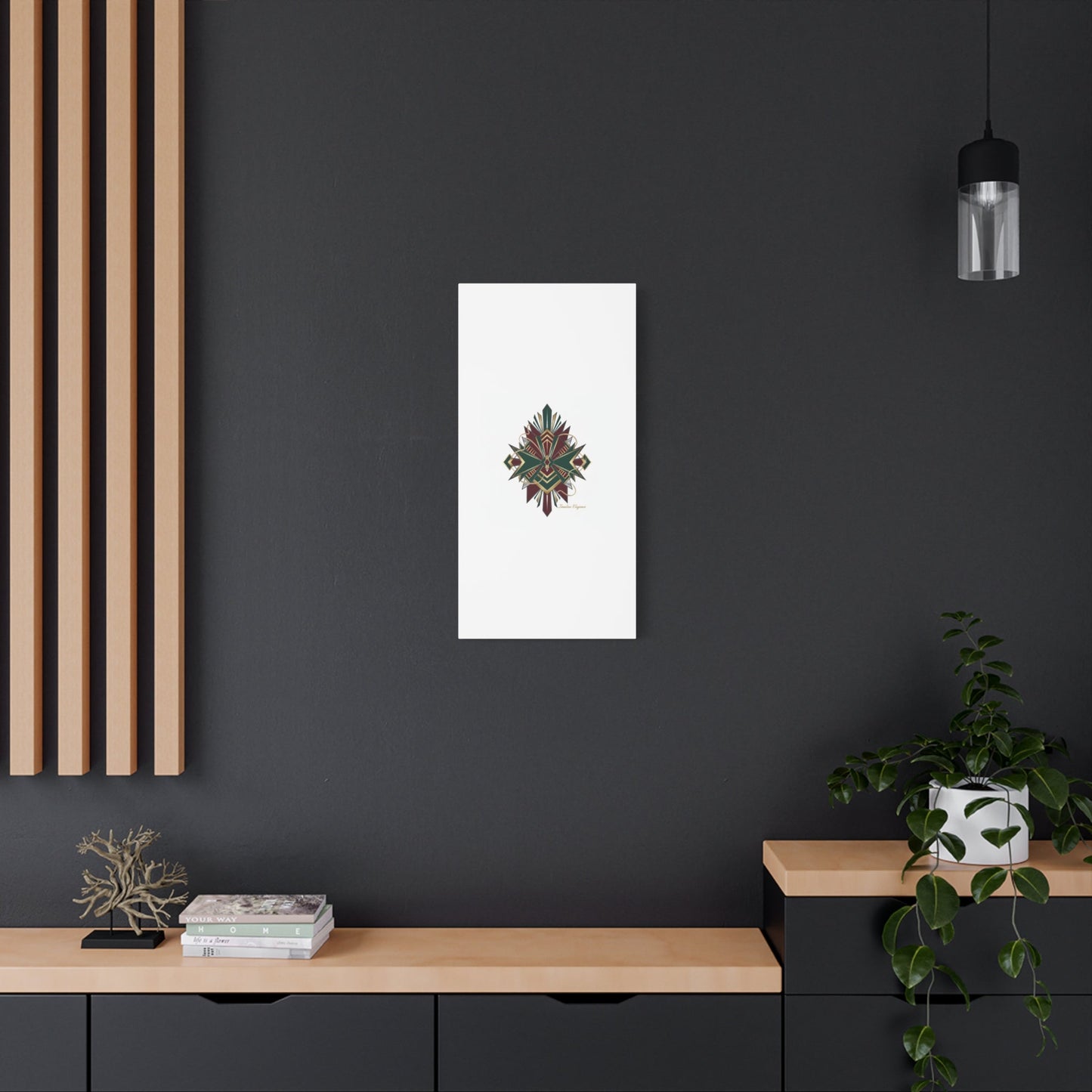 Art Deco geometric brass print Canvas | Neo-Deco chrome & gold fan motif
