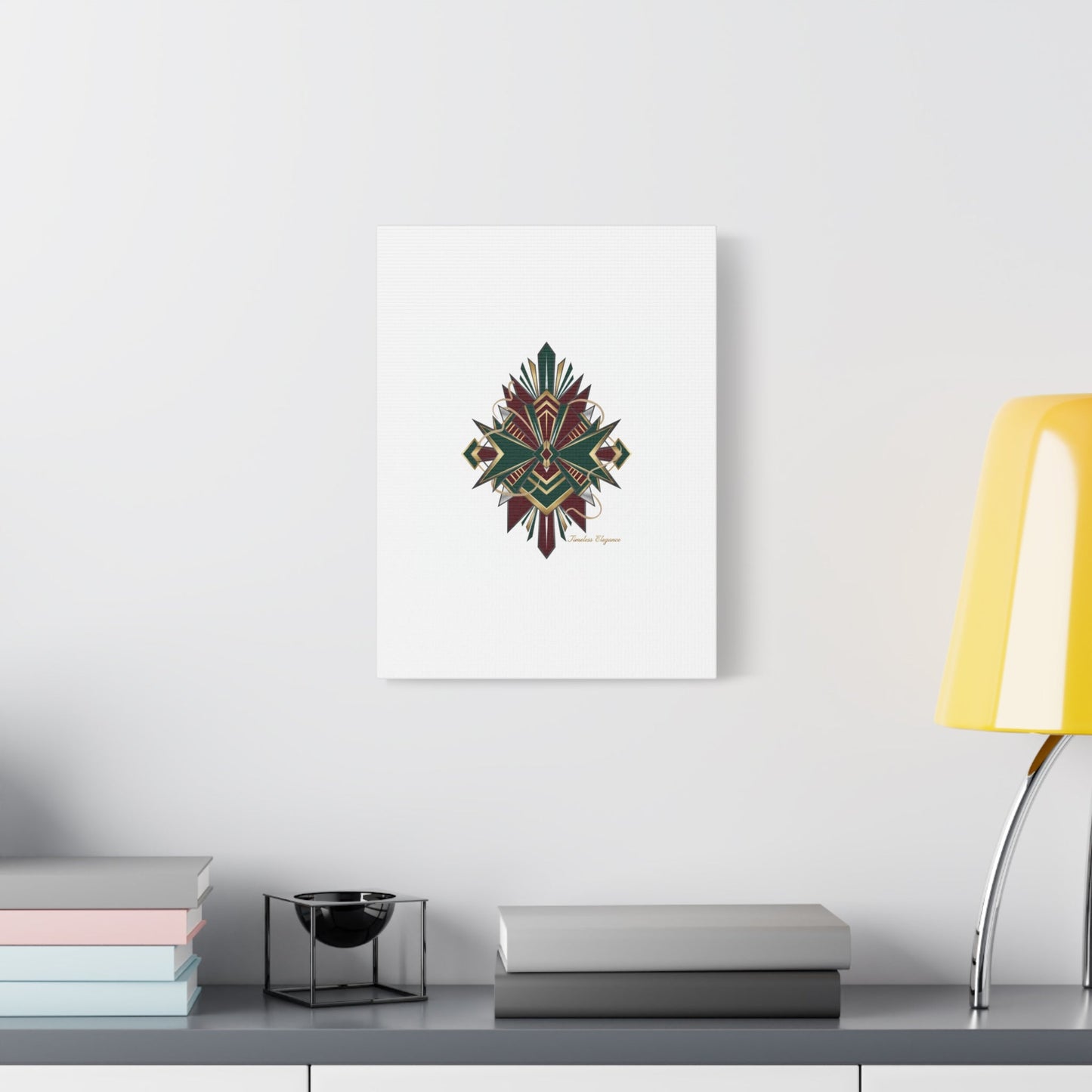 Art Deco geometric brass print Canvas | Neo-Deco chrome & gold fan motif