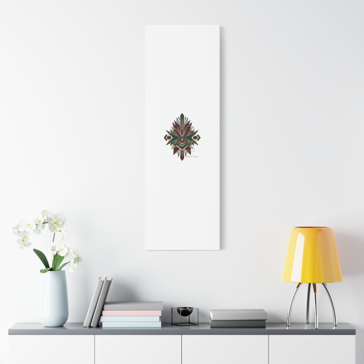 Art Deco geometric brass print Canvas | Neo-Deco chrome & gold fan motif