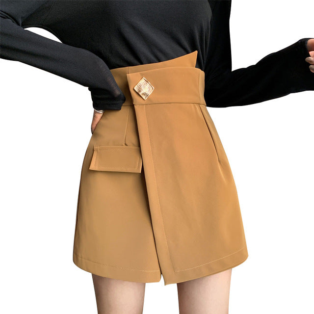 S-XL Skirt Shorts Plus Size High Waist Irregular Wide Skirt