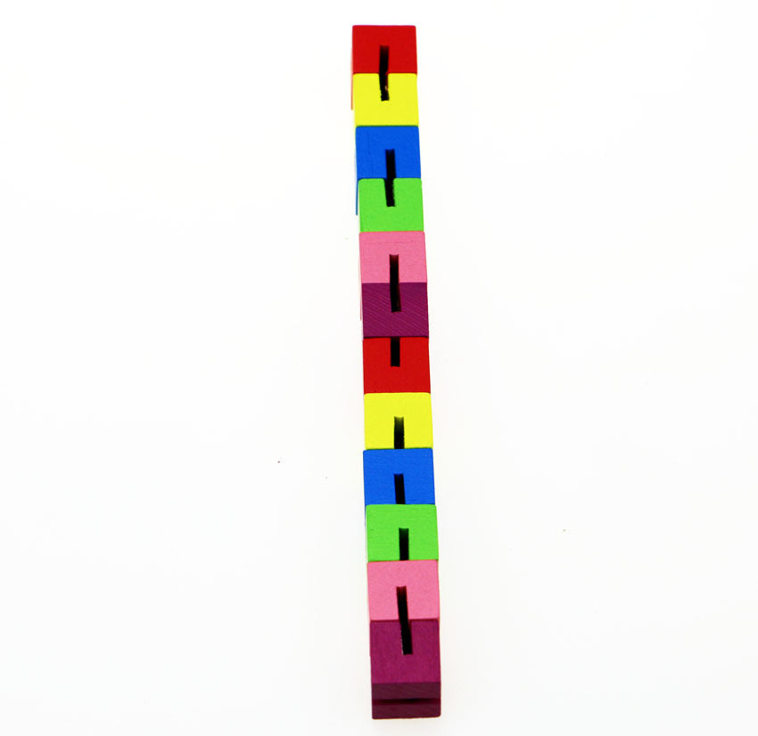 Mini Small Cube String Wooden Building Block Educational Toy