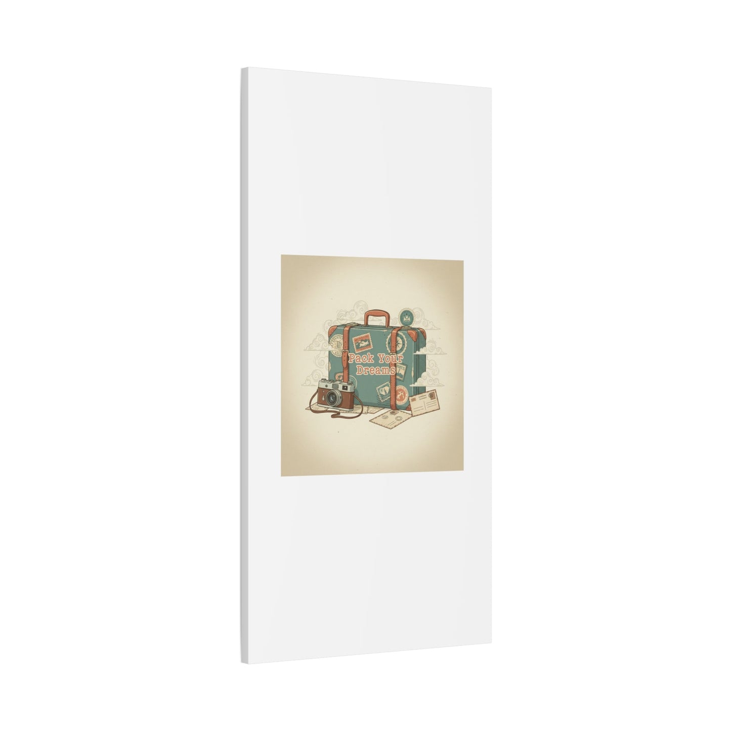 Pack Your Dreams Canvas | Retro Travel Postcard, Wanderlust Passport Stamp Art