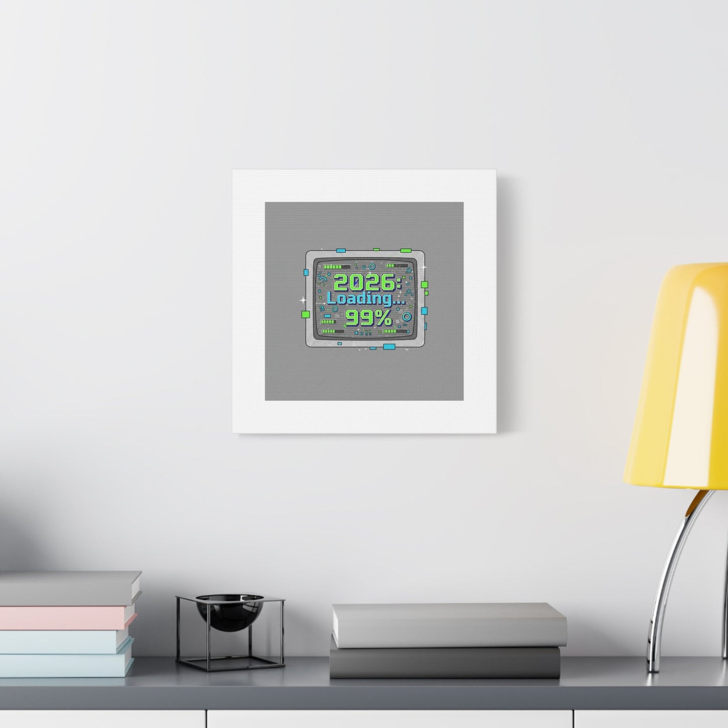2026 Loading 99% Canvas | NYE countdown, retro system interface