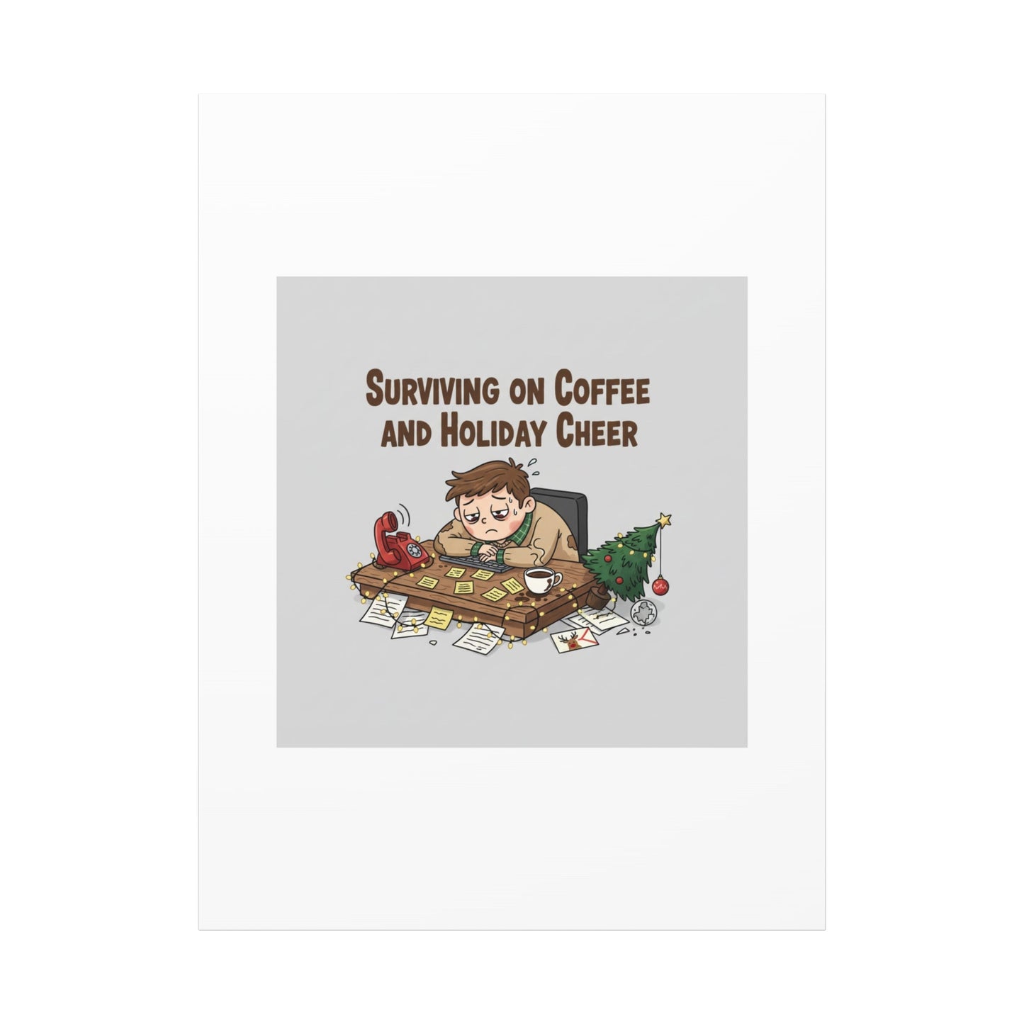 Surviving on Coffee and Holiday Cheer Canvas | Holiday Burnout, Festive But Tired