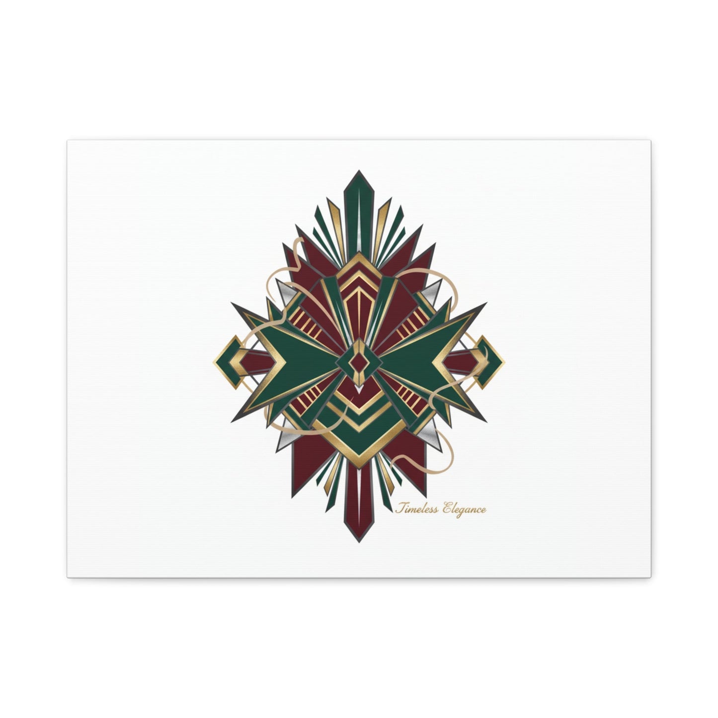 Art Deco geometric brass print Canvas | Neo-Deco chrome & gold fan motif