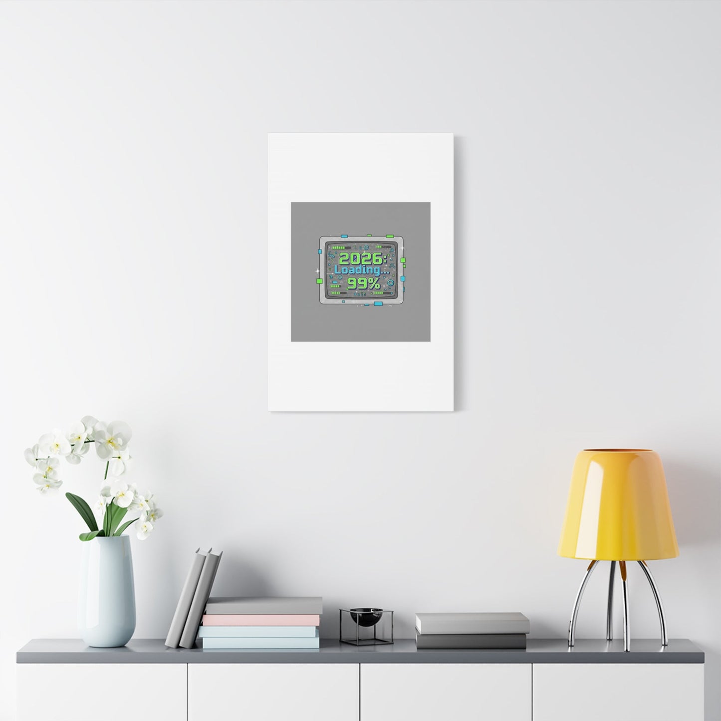 2026 Loading 99% Canvas | NYE countdown, retro system interface