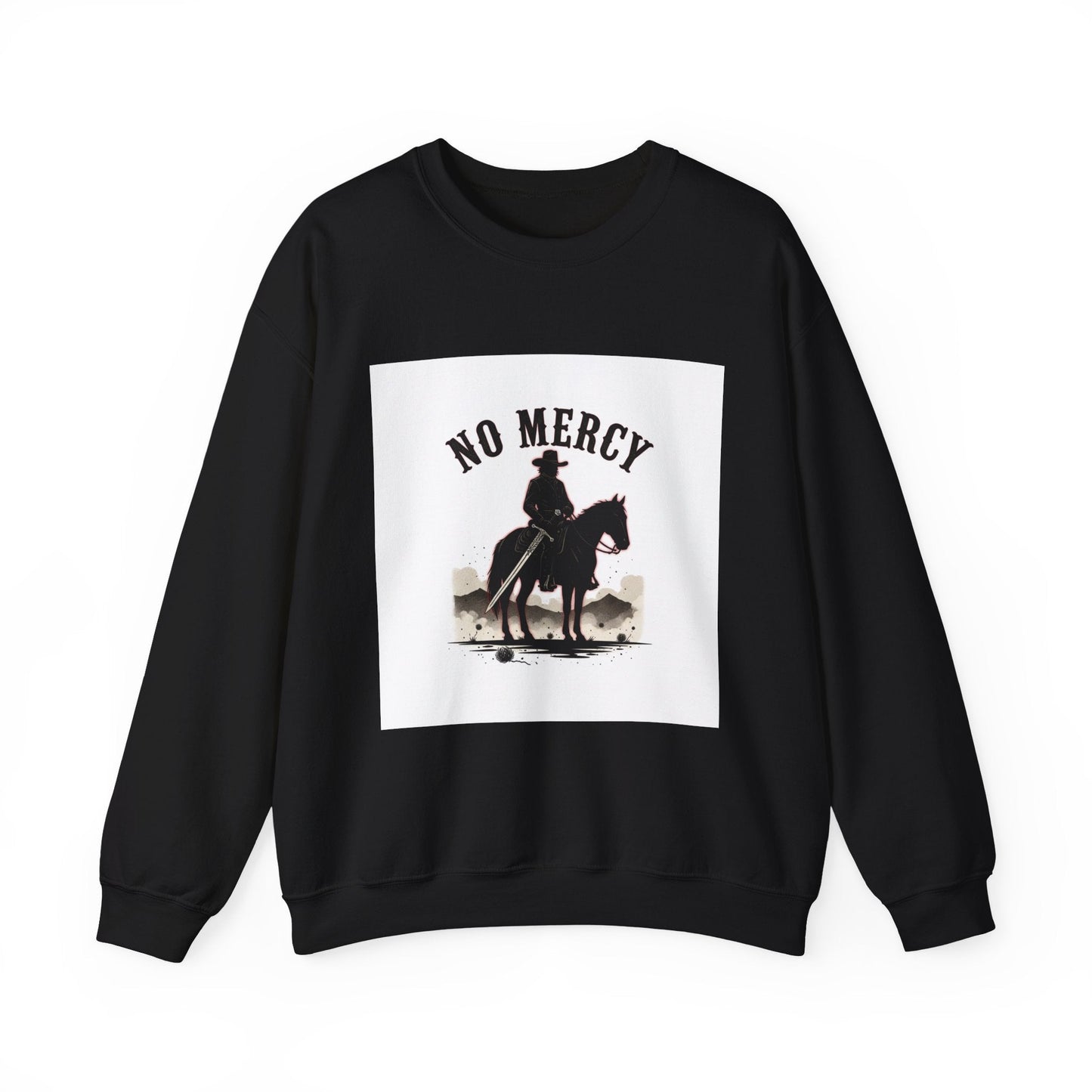 No Mercy cowboy silhouette Sweatshirt | western skull art, gothic Americana