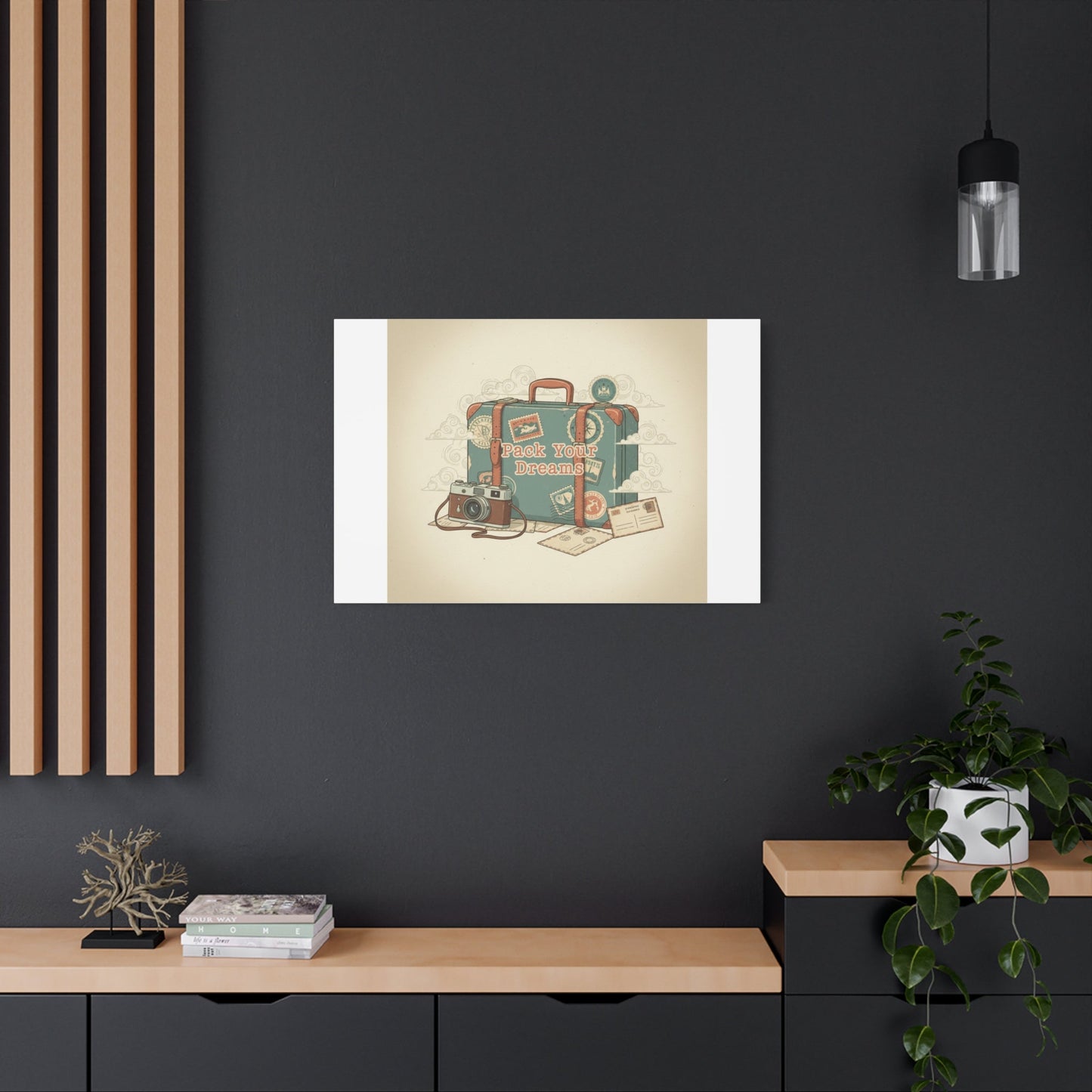 Pack Your Dreams Canvas | Retro Travel Postcard, Wanderlust Passport Stamp Art