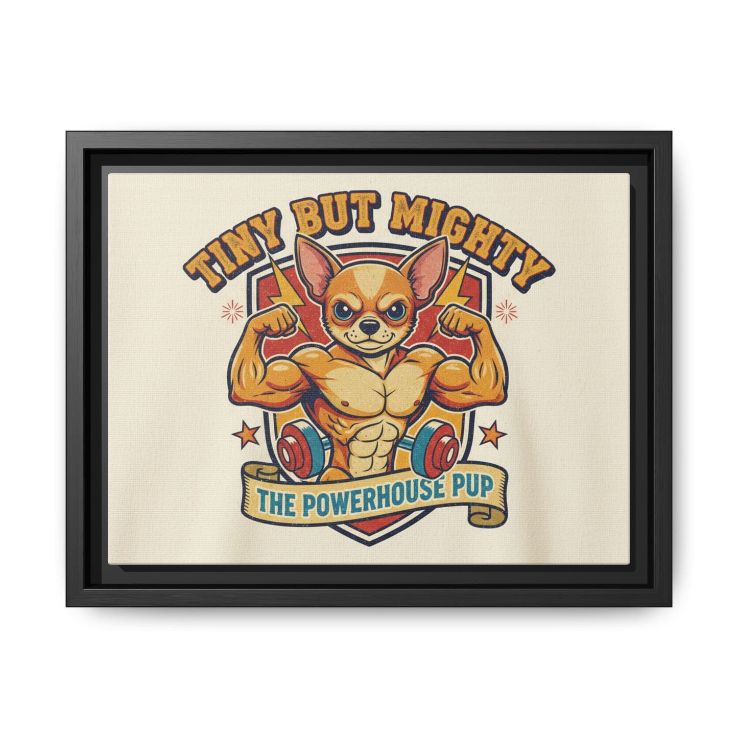 Framed Matte Canvas - "Tiny But Mighty: The Powerhouse Pup"