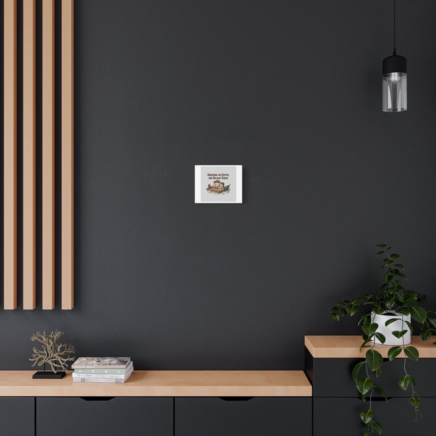 Surviving on Coffee and Holiday Cheer Canvas | Holiday Burnout, Festive But Tired