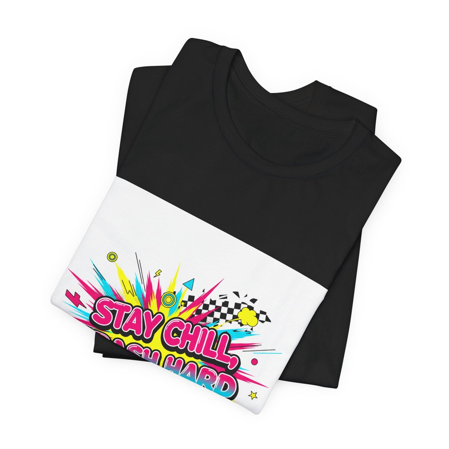 Stay Chill Crash Hard Tee | meltdown shirt, neon skate graffiti