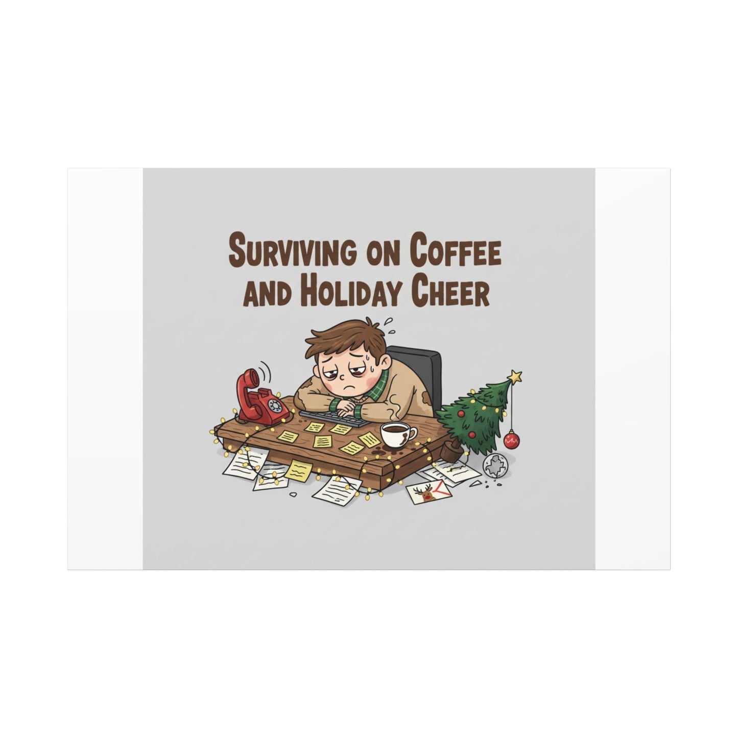 Surviving on Coffee and Holiday Cheer Canvas | Holiday Burnout, Festive But Tired