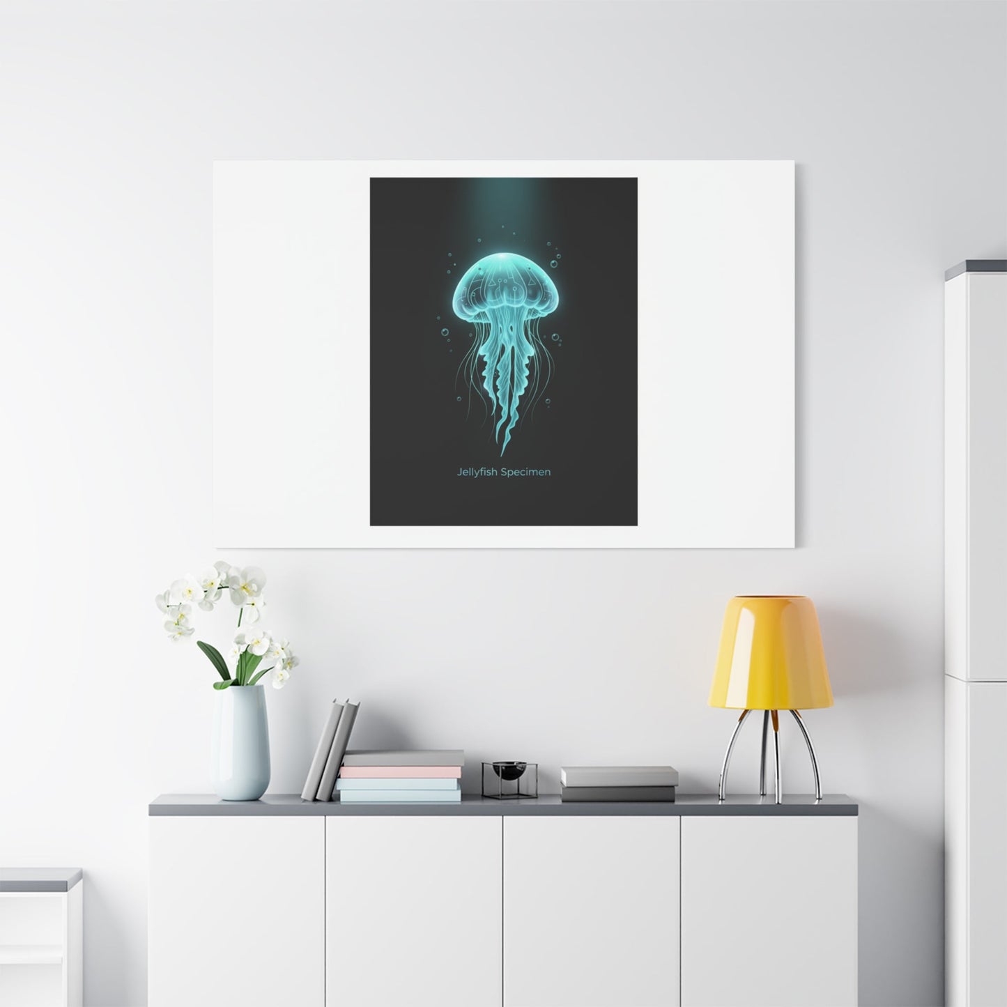 Bioluminescent Jellyfish Art Canvas | Deep Sea Aesthetic, Neon Glow