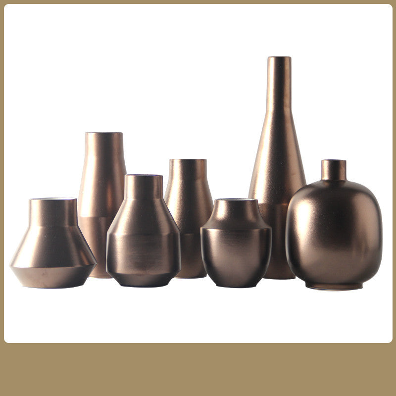 Modern And Simple Golden Ceramic Vase Ornaments Nordic Net Red Creative
