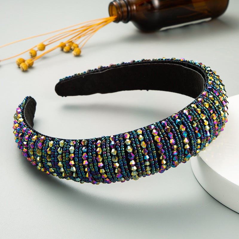 Hair Hoop Hand Woven Beaded Head Hoop Female Baroque Sponge Hair Bundle Korean Style Of The Net Red Face Wash Hair Accessories
