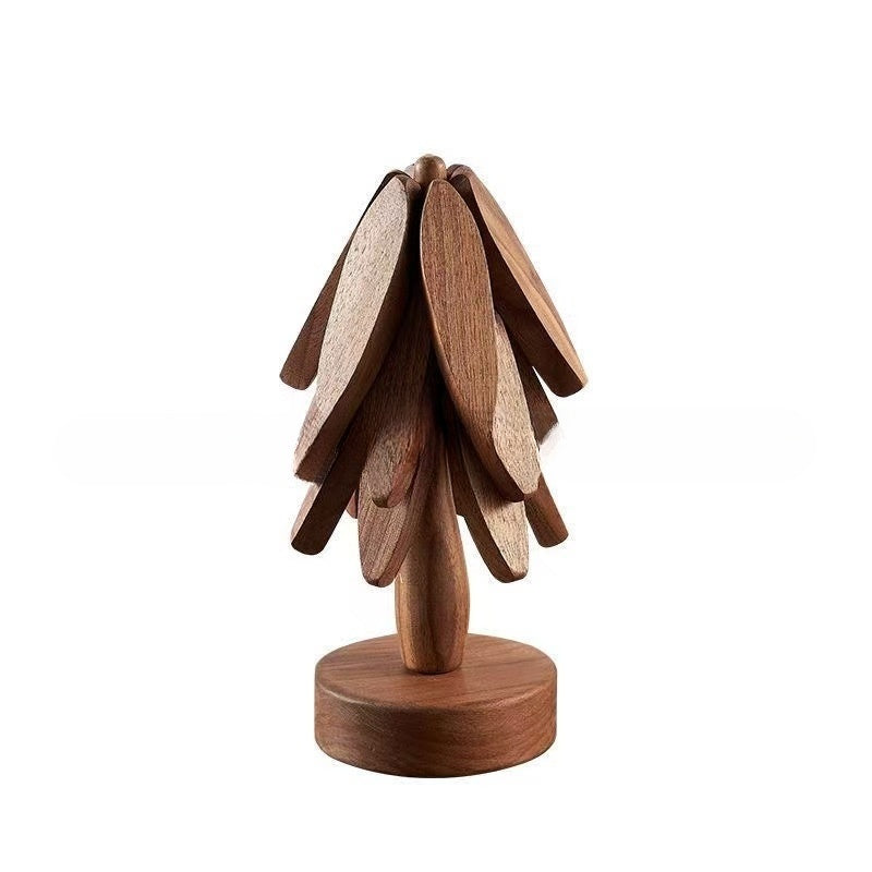 Wooden Creative Walnut Tree Solid Wood Insulation Mat Christmas Tree Insulation Table Mat Household Cup Mat Sand Pot Mat