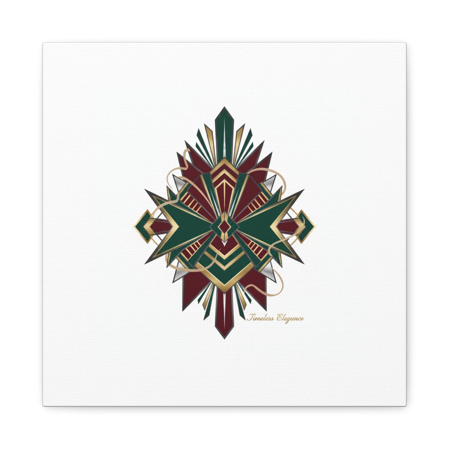Art Deco geometric brass print Canvas | Neo-Deco chrome & gold fan motif