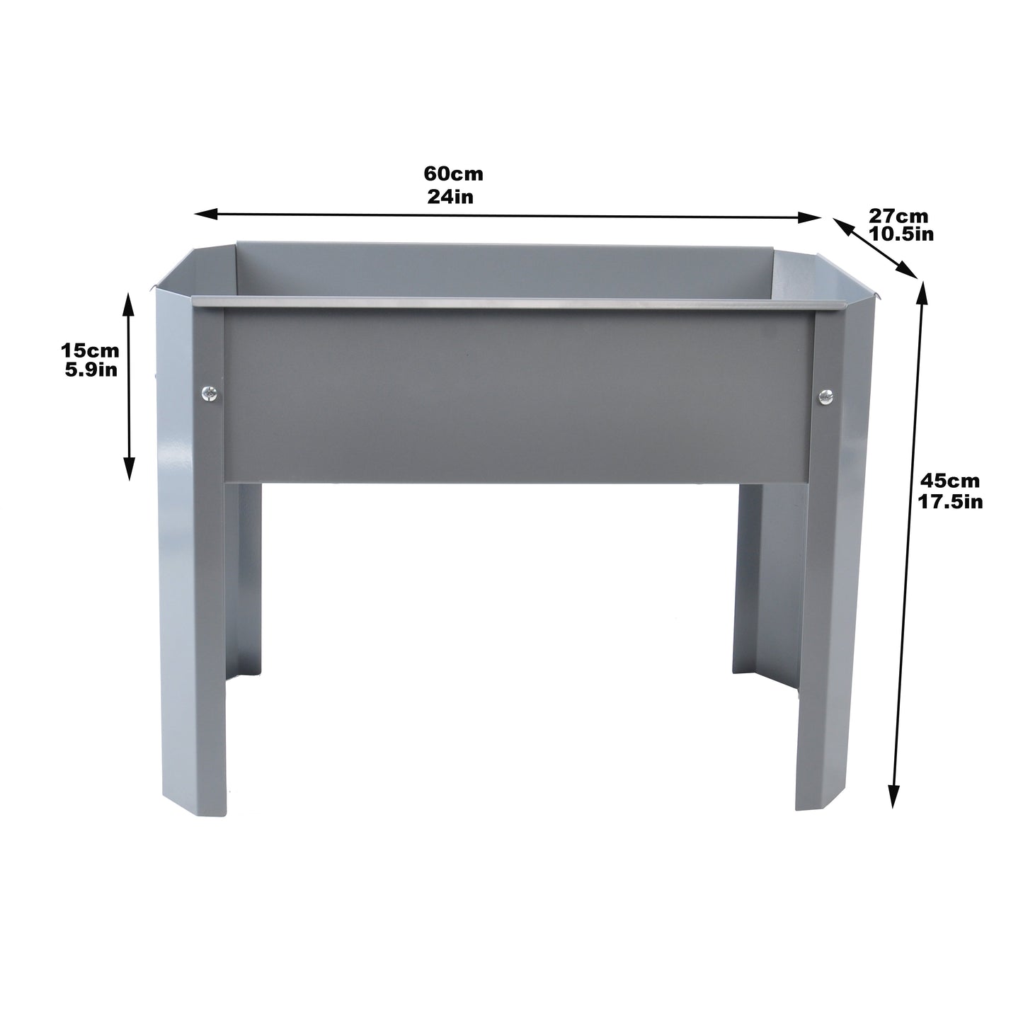 Elevated garden bed, metal elevated outdoor flowerpot box, suitable for backyard and terrace, large flowerpot Grey + Steel