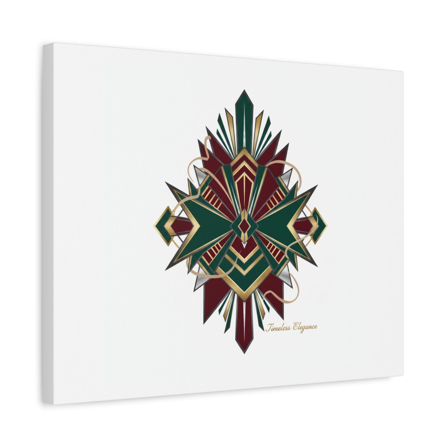 Art Deco geometric brass print Canvas | Neo-Deco chrome & gold fan motif