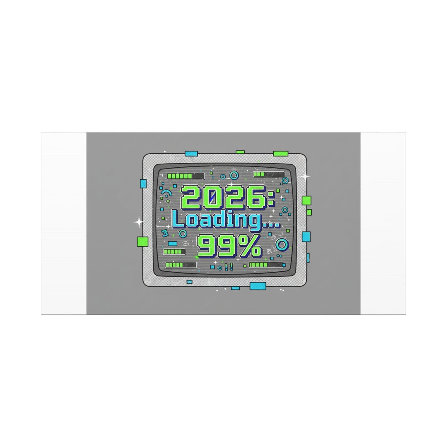 2026 Loading 99% Canvas | NYE countdown, retro system interface
