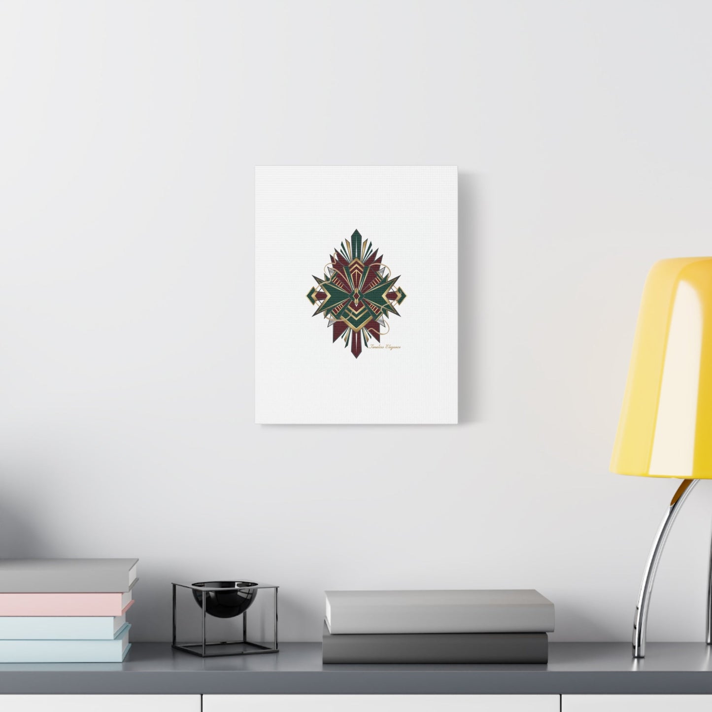 Art Deco geometric brass print Canvas | Neo-Deco chrome & gold fan motif
