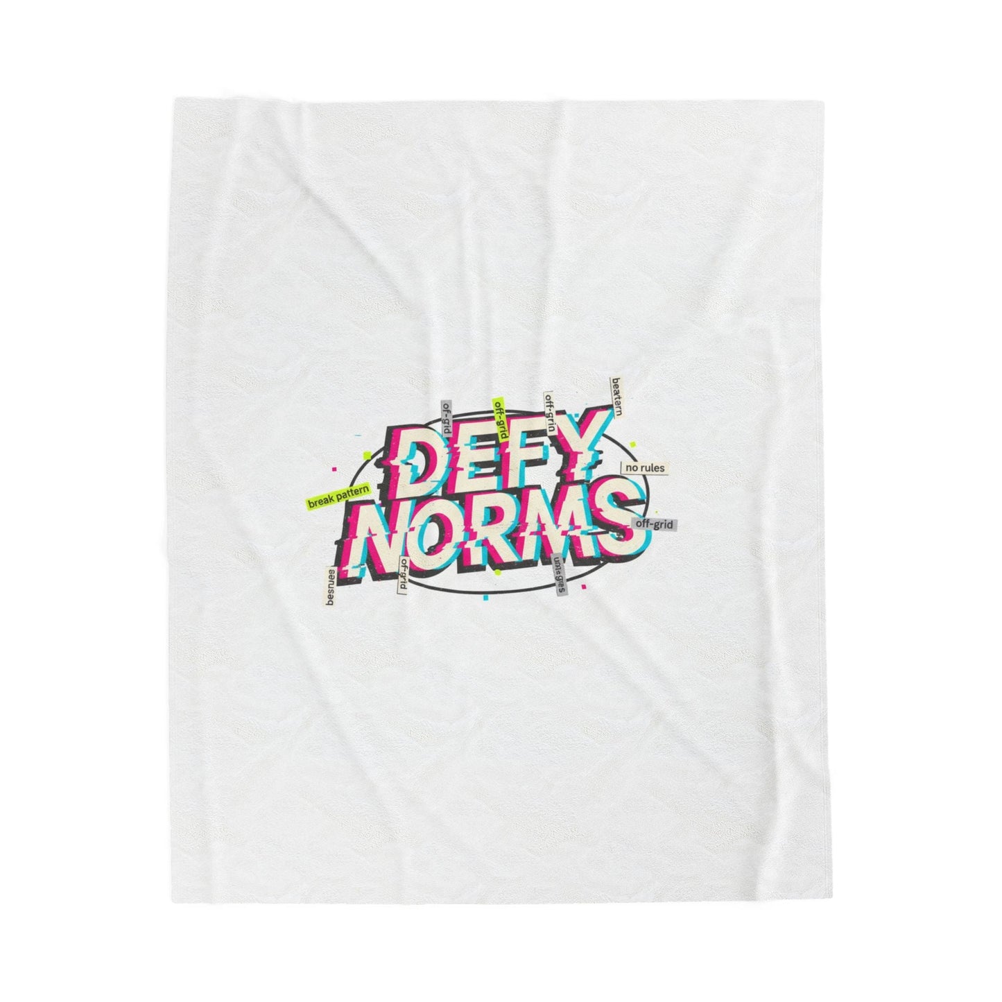 Defy Norms Velveteen Plush Blanket | anti-aesthetic, glitch font