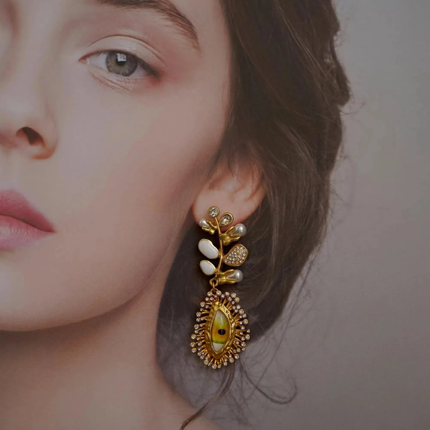 Retro Devil's Eye Nose Mouth Earrings Oil Drip for Women Jewelry Heavry Metal 2024 New Europe High Quality Eegant Gifts