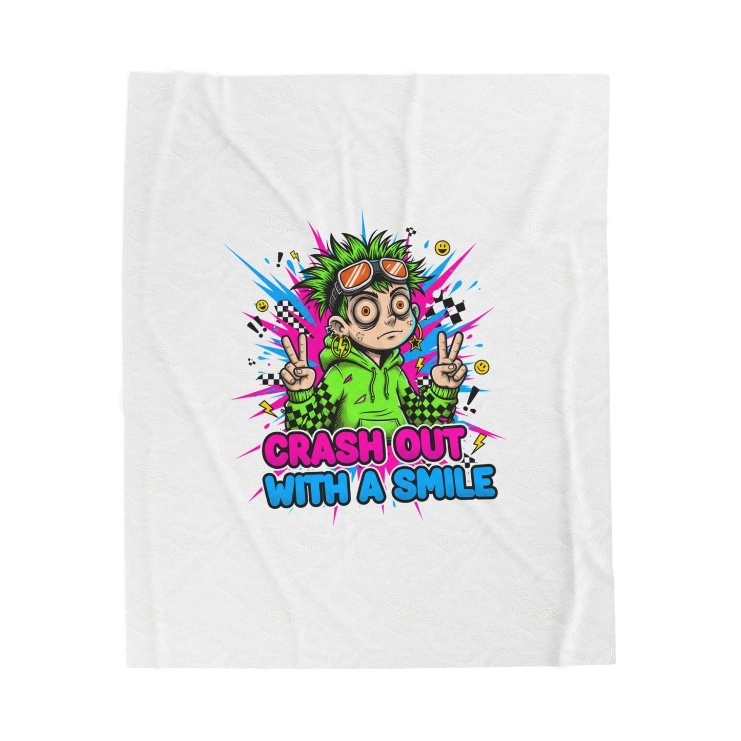 Crash Out With a Smile Velveteen Blanket | Crash Out, Neon Graffiti