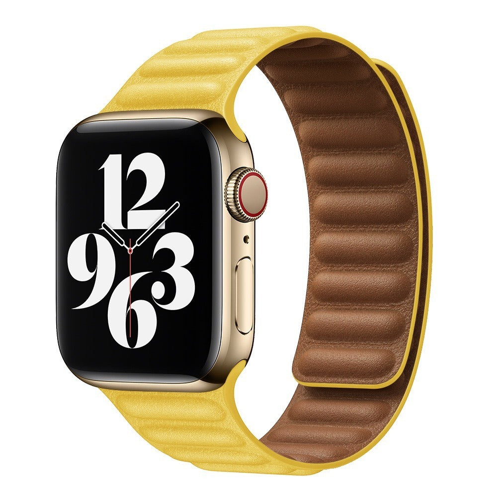 Suitable For iwatch8 Watchband S7 SE 6/5/43 Magnetic Suction New Leather Loopback Chain Apple Watch Wristband