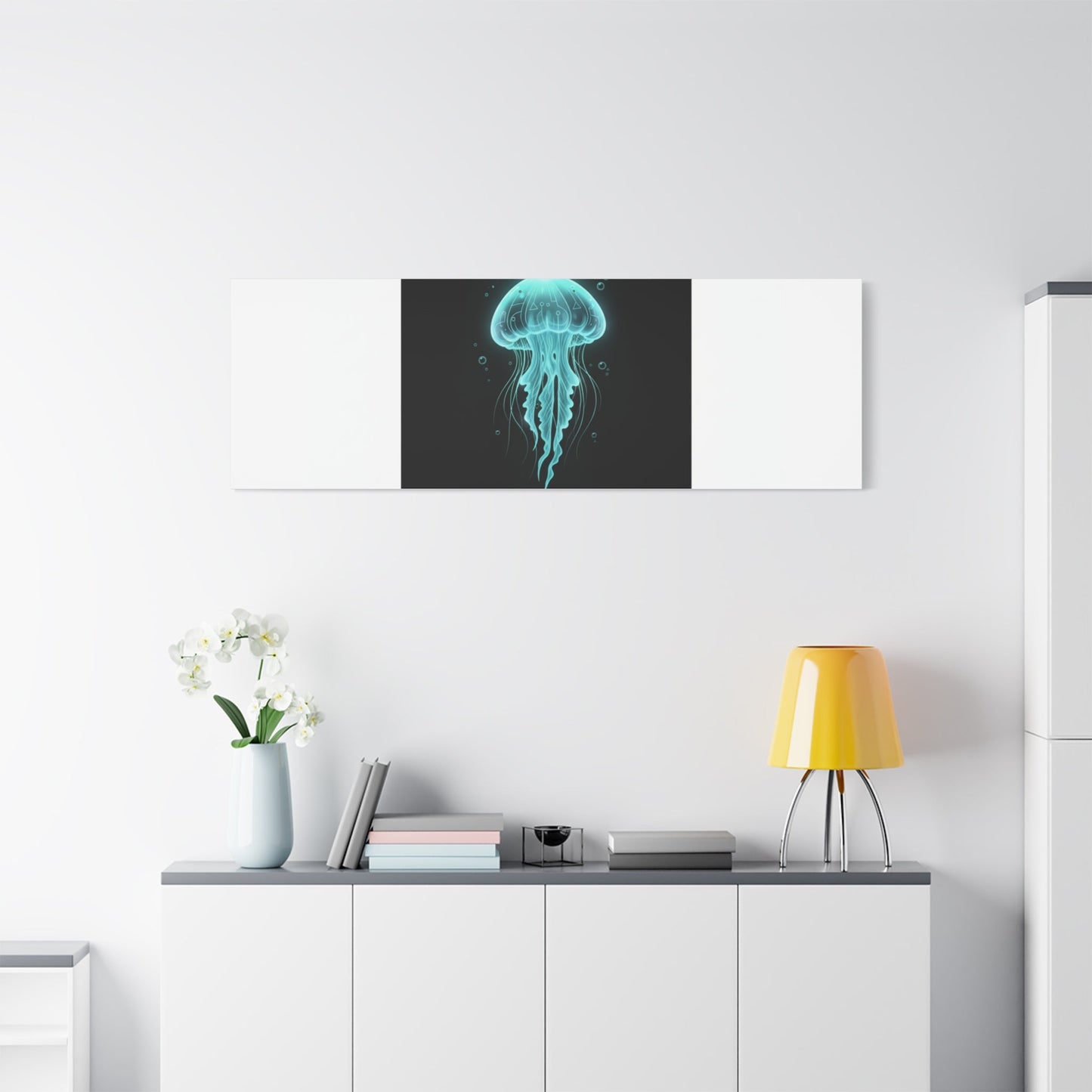 Bioluminescent Jellyfish Art Canvas | Deep Sea Aesthetic, Neon Glow
