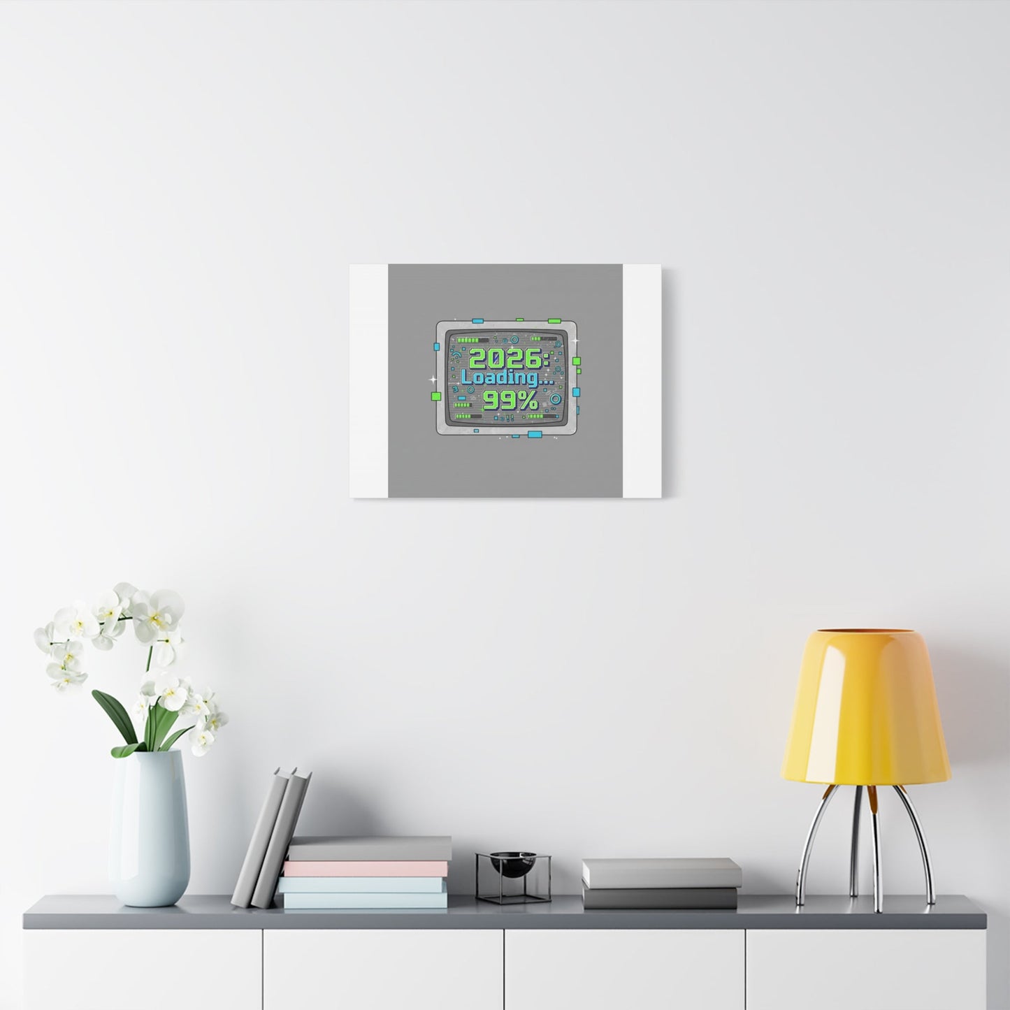 2026 Loading 99% Canvas | NYE countdown, retro system interface