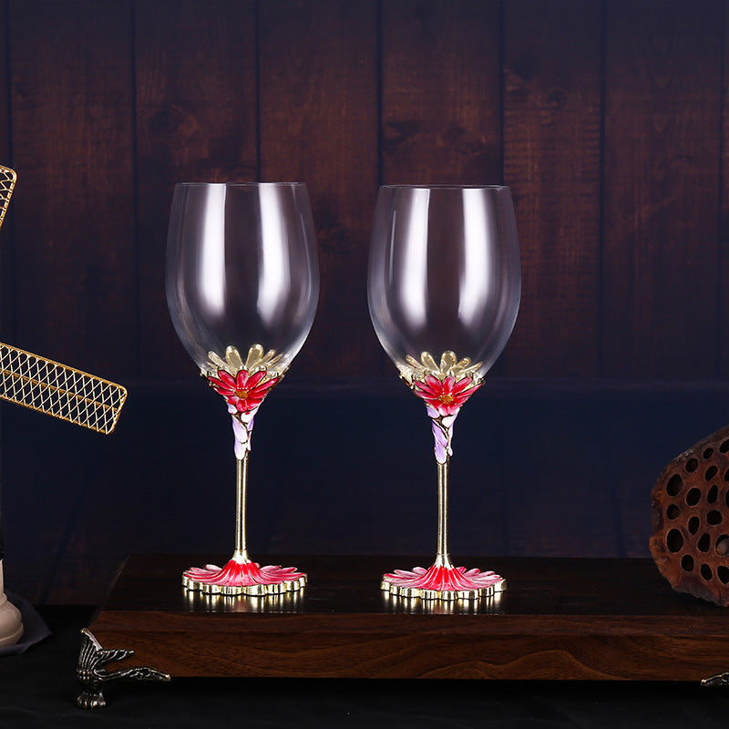 European enamel red wine glass gift cup