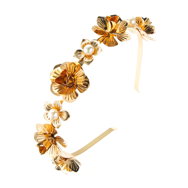 Hair Hoop Korean Version Of The Forest Fairy Flower Metal Head Hoop Korean Face Wash Headwear Photo Photo Pearl Accessories
