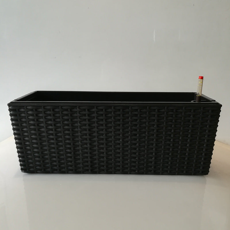 Balcony Rattan Long Flower Pot Automatic Water Feeding Lazy Flower Pot Large Planting Basin