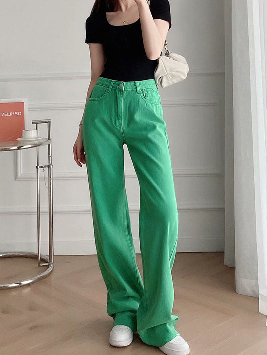 Women's High-waist All-match Straight-leg Mopping Jeans