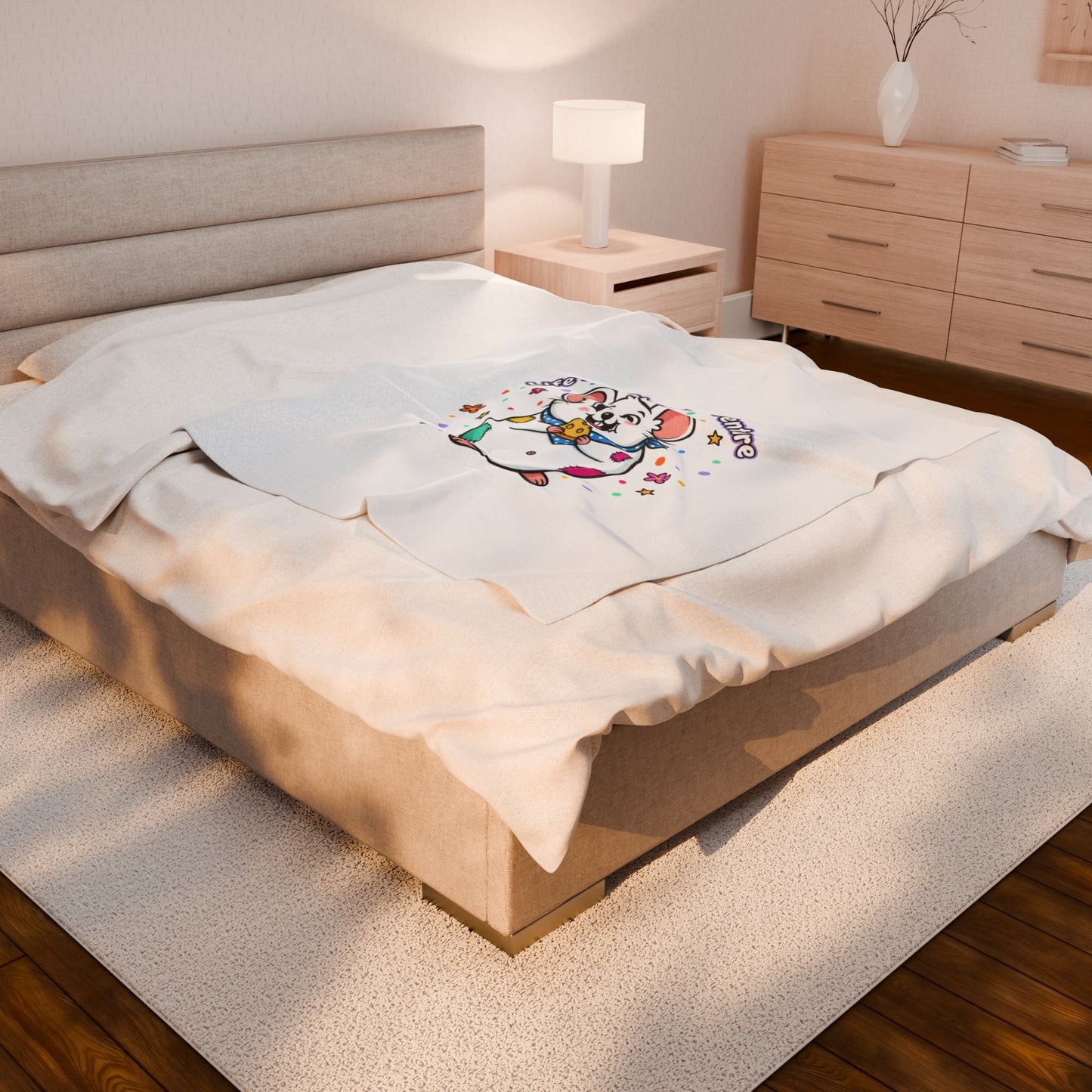 Life's a Cheese Adventure Velveteen Blanket | Rodent-Core, Cute Rat Art