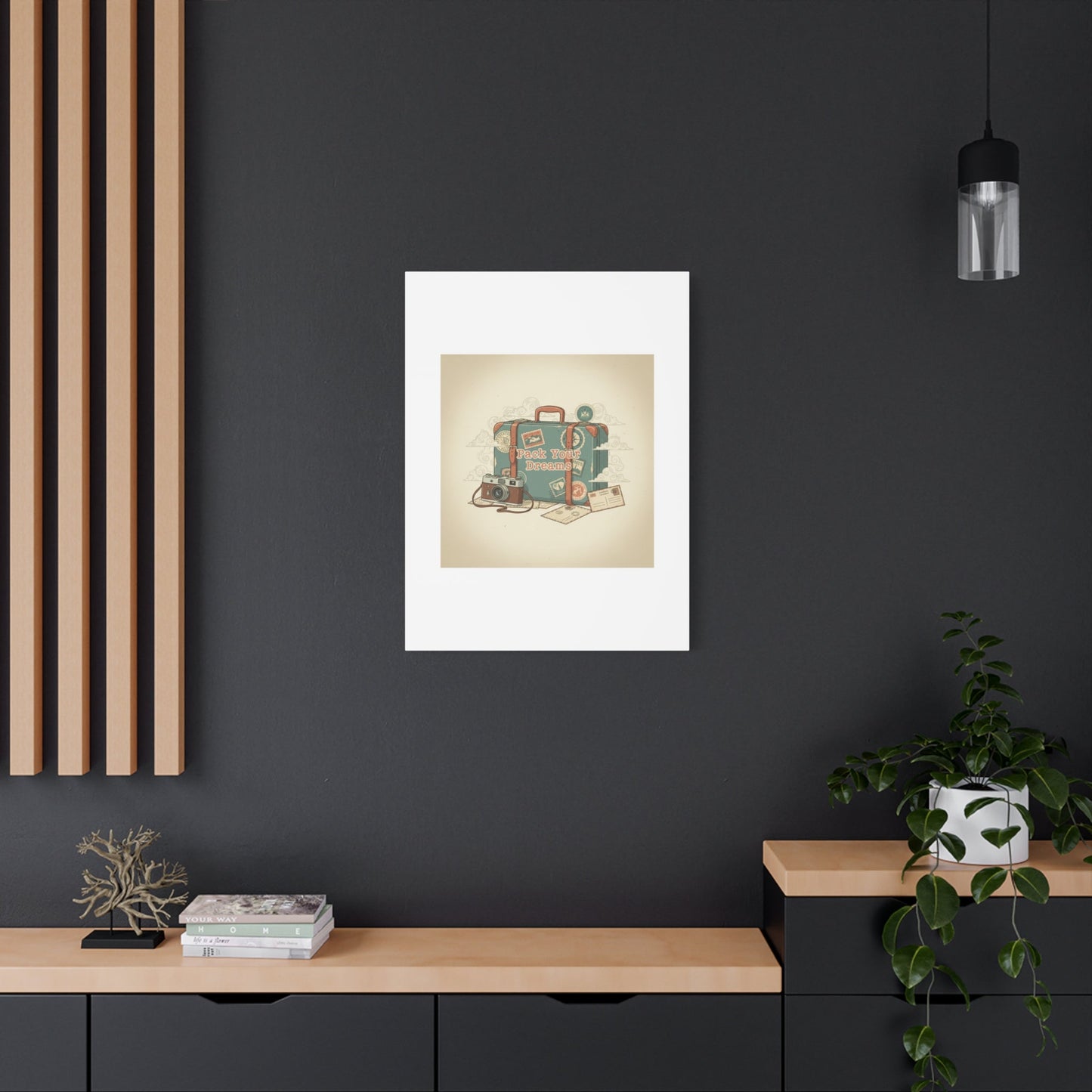 Pack Your Dreams Canvas | Retro Travel Postcard, Wanderlust Passport Stamp Art