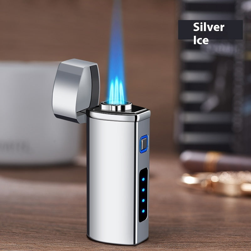 Power Display Three Direct Charging With Puncher Button Windproof Lighter