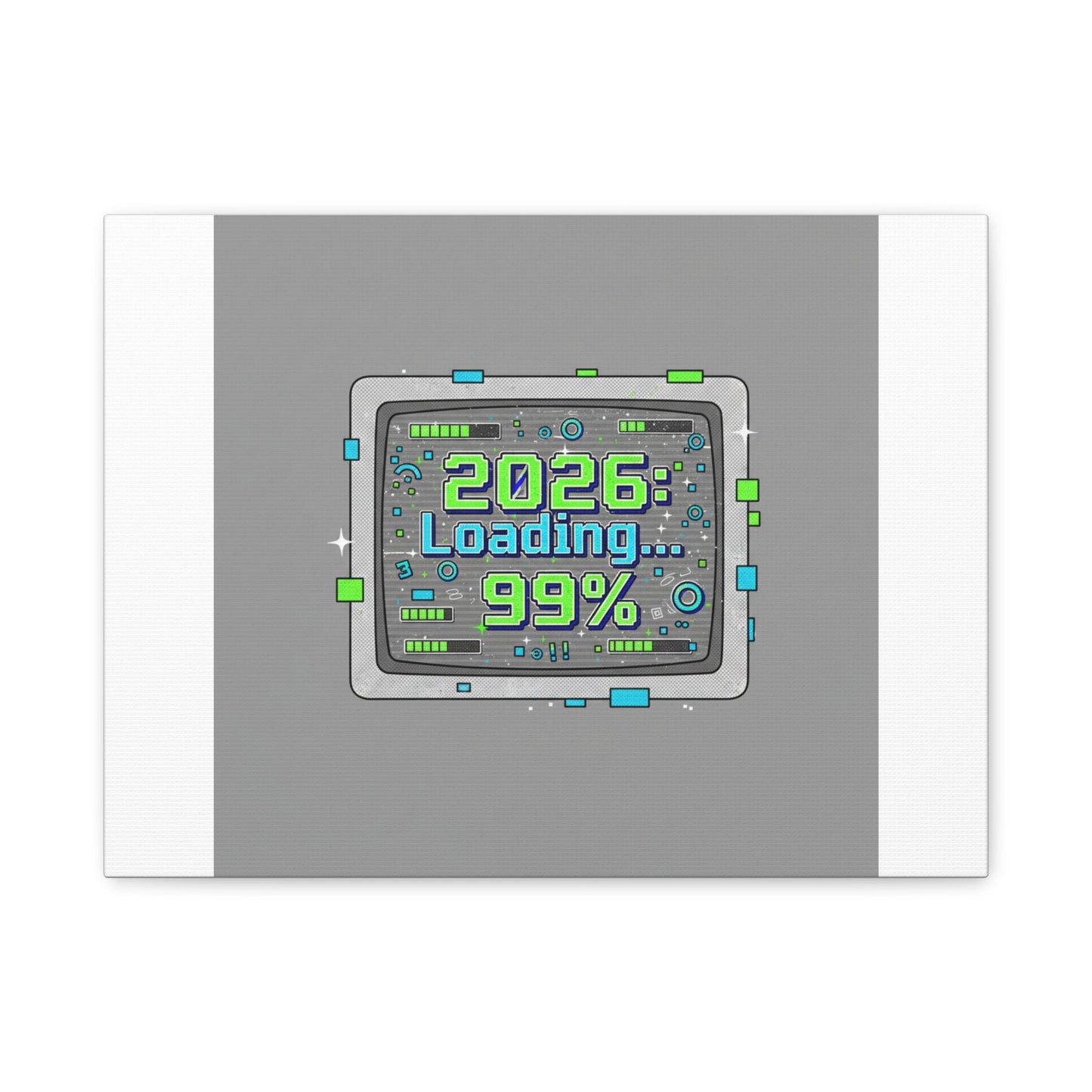 2026 Loading 99% Canvas | NYE countdown, retro system interface