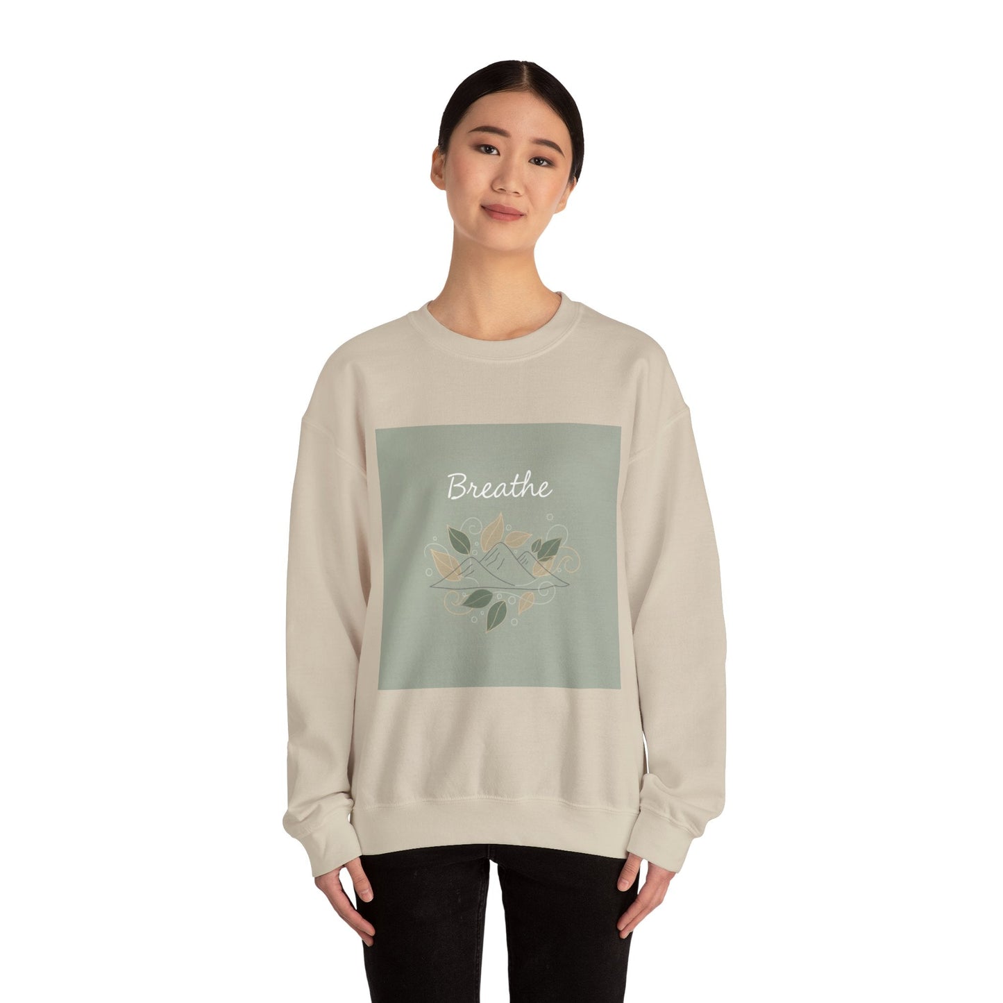 Breathe mountain leaf design Sweatshirt | nature vibes, calming minimal