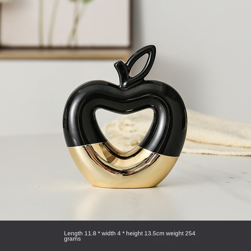 Modern Minimalist Gilded Apple Pear Creative Wine Cabinet Decorative Piece Luxury Home Living Room Entrance Ceramic Craft