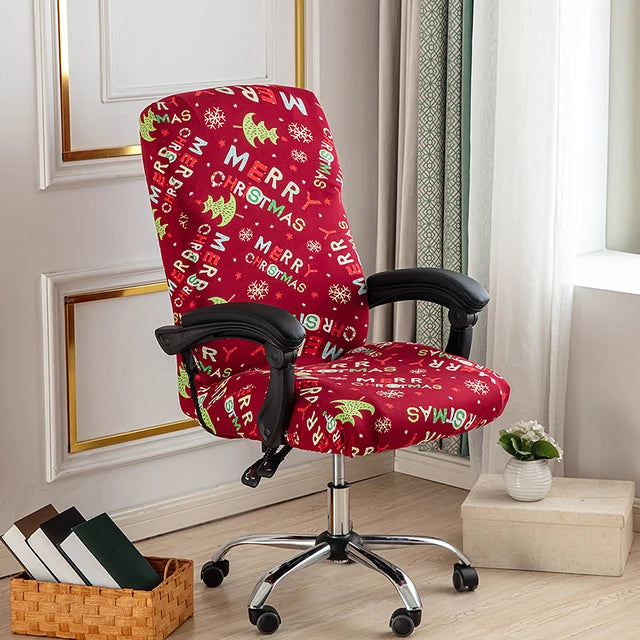Stretch Printed Computer Office Chair Covers Soft Fit Universal Desk Rotating Slipcovers Removable Washable Anti-Dust Spandex