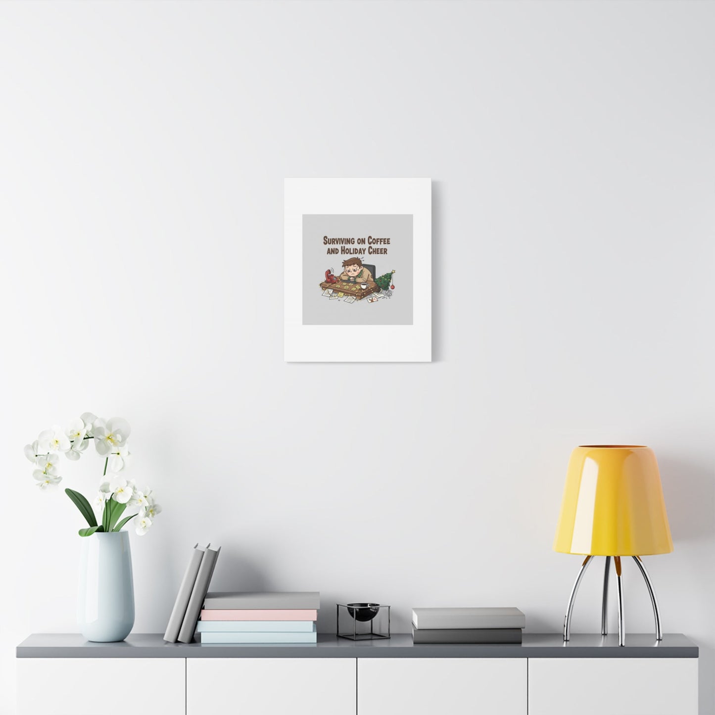 Surviving on Coffee and Holiday Cheer Canvas | Holiday Burnout, Festive But Tired