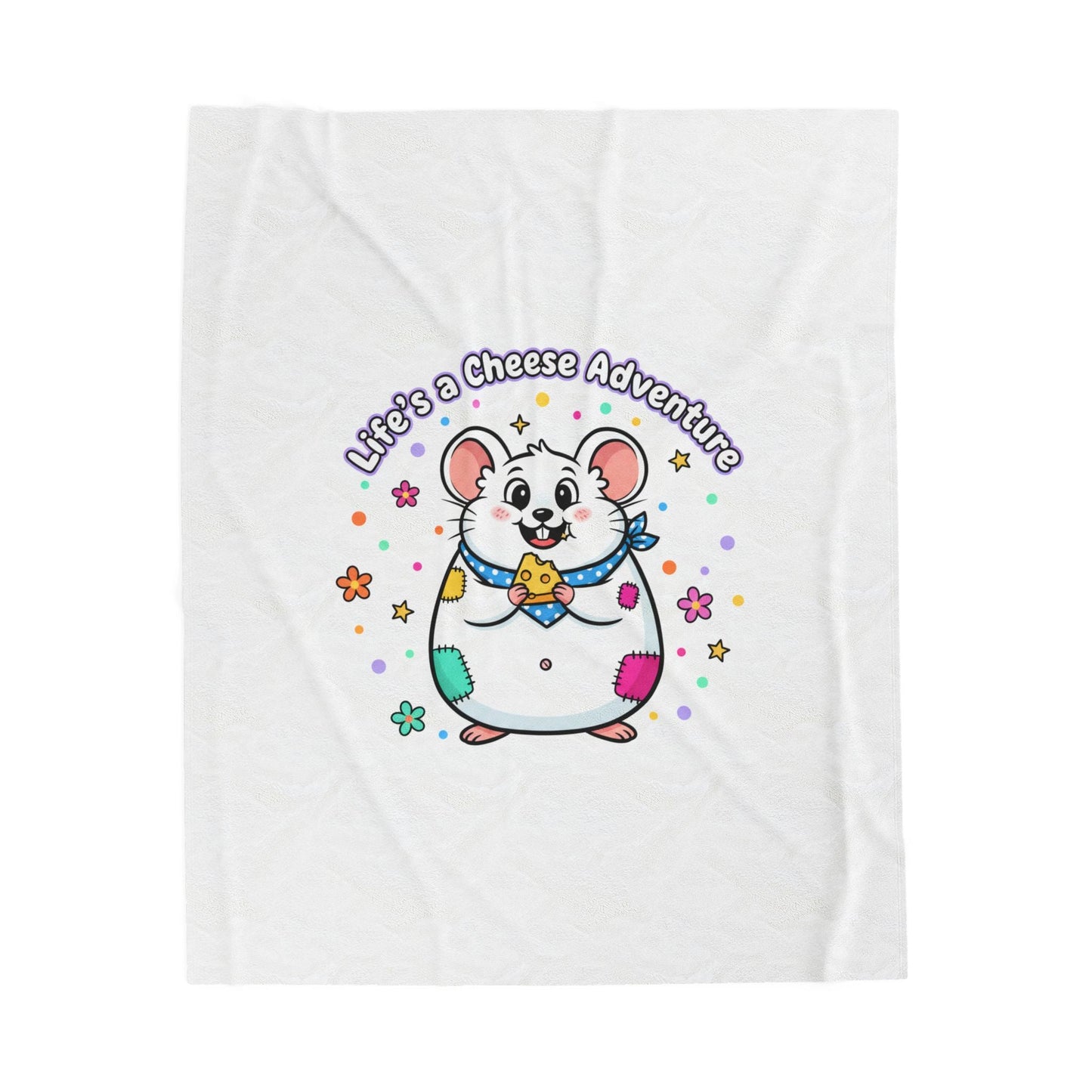 Life's a Cheese Adventure Velveteen Blanket | Rodent-Core, Cute Rat Art