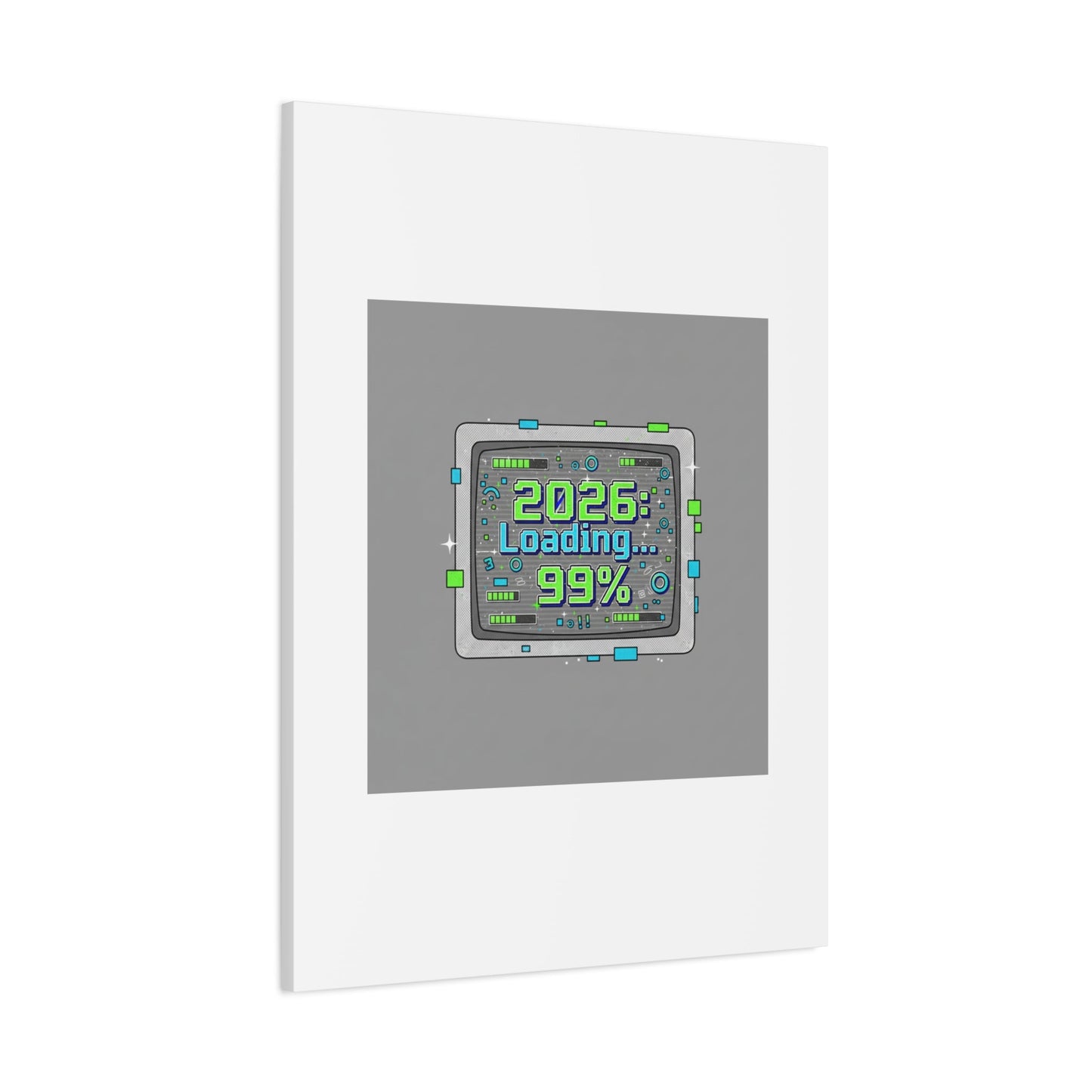 2026 Loading 99% Canvas | NYE countdown, retro system interface
