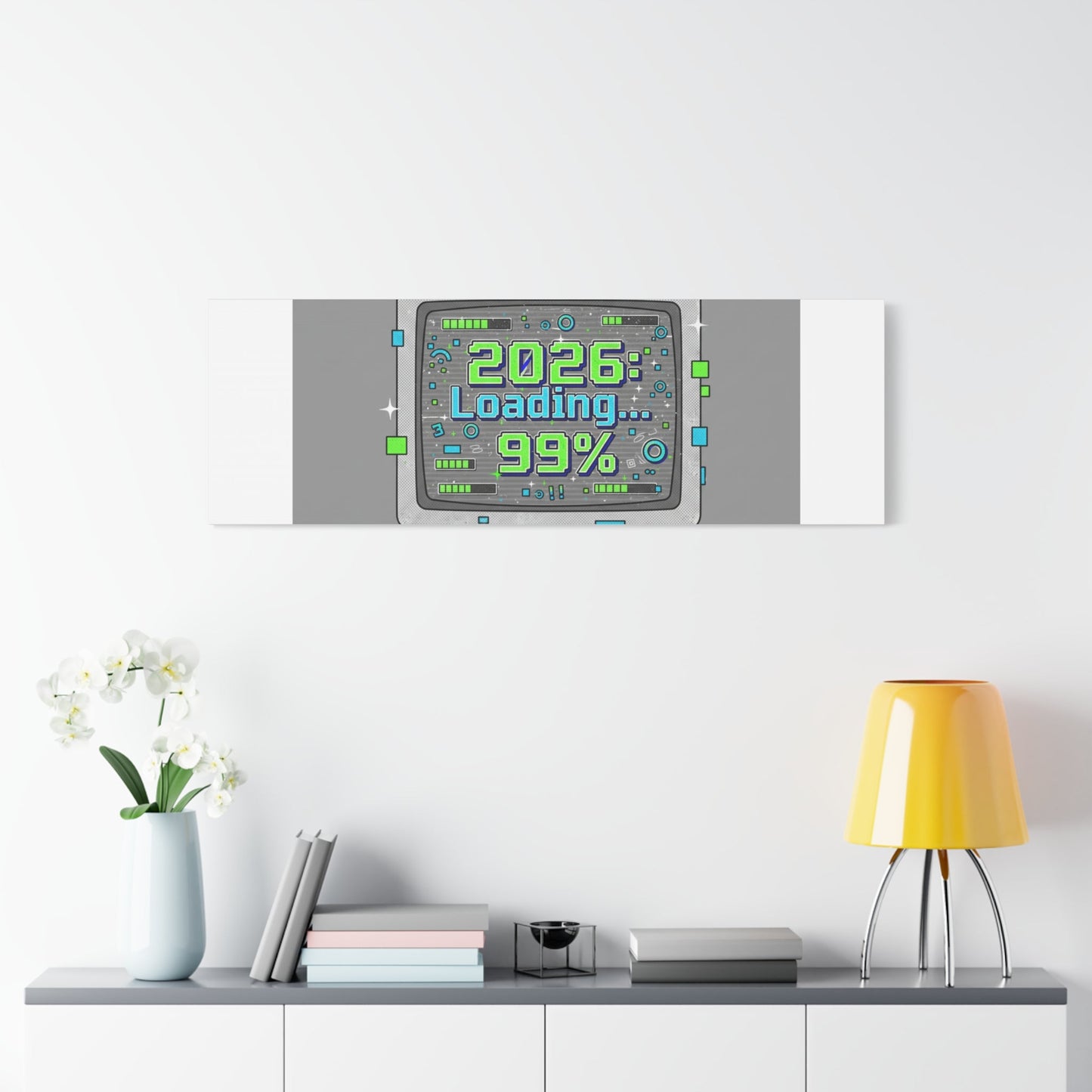 2026 Loading 99% Canvas | NYE countdown, retro system interface