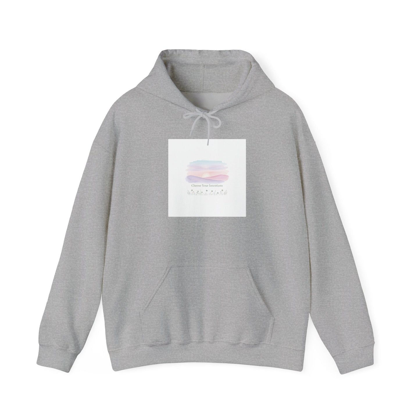 gentle intentions hoodie | soft wellness, mindful resolution art