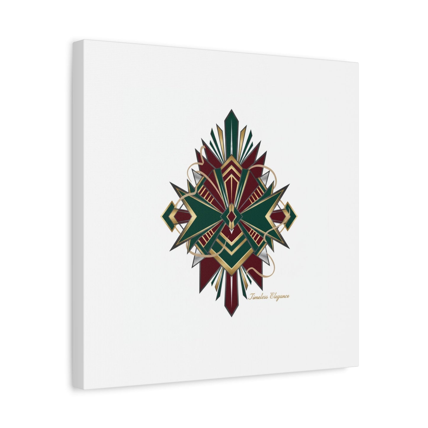 Art Deco geometric brass print Canvas | Neo-Deco chrome & gold fan motif