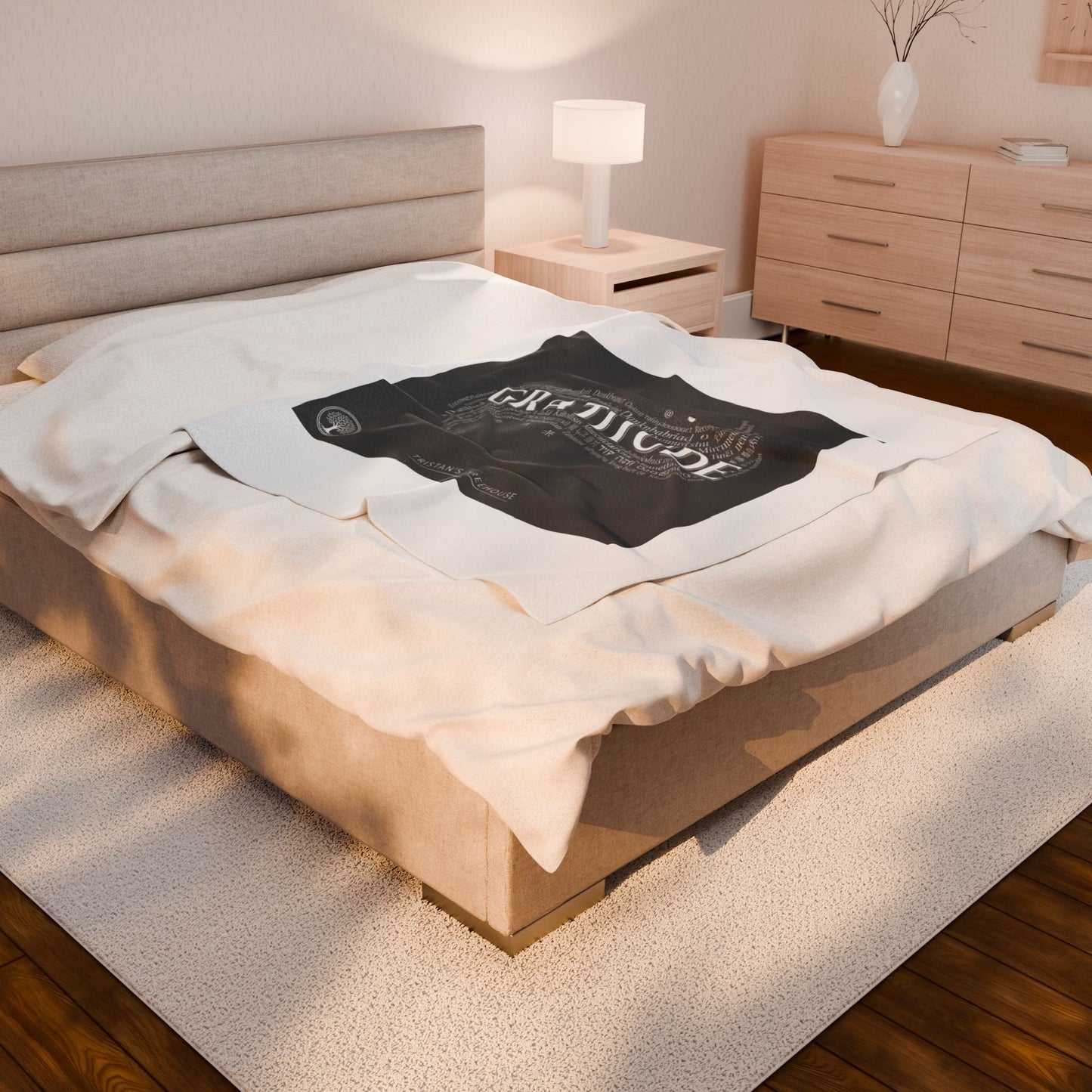 Gratitude Typography Velveteen Plush Blanket | pastel tiny treats, cozy micro-indulgence